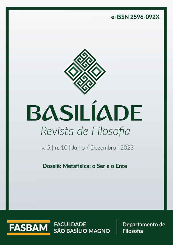 Basilíade - Revista de Filosofia - v. 5 n. 10 (2023): Metafísica: o Ser e o Ente