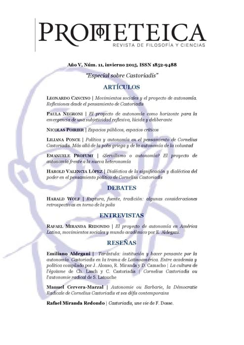 Prometeica - Revista de Filosofía y Ciencias - Núm. 11 (2015): Prometeica – nº 11 (08/2015 - 01/2016)