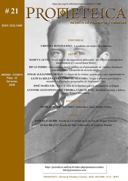 Prometeica - Revista de Filosofía y Ciencias - Núm. 21 (2020): Prometeica - nº 21 (08/2020 - 01/2021)