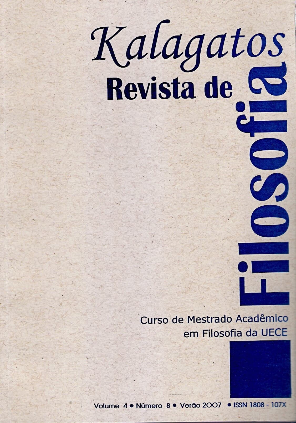 Kalagatos - Verão de 2007, v. 4 n. 8 (2007)