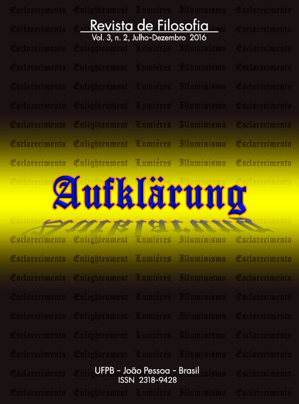 Aufklärung: journal of philosophy - Revista Aufklärung. v. 3, n. 2 (2016), Julho-Dezembro, v. 3 n. 2 (2016)